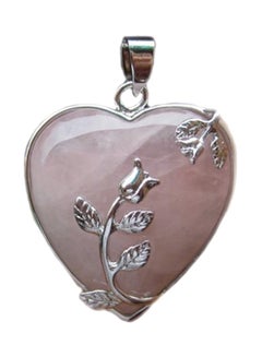 Quartz Studded Flower Heart Shape Pendant Necklace