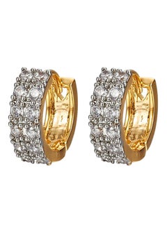 9K Gold Plated Rhinestone Studded Hoop Earrings