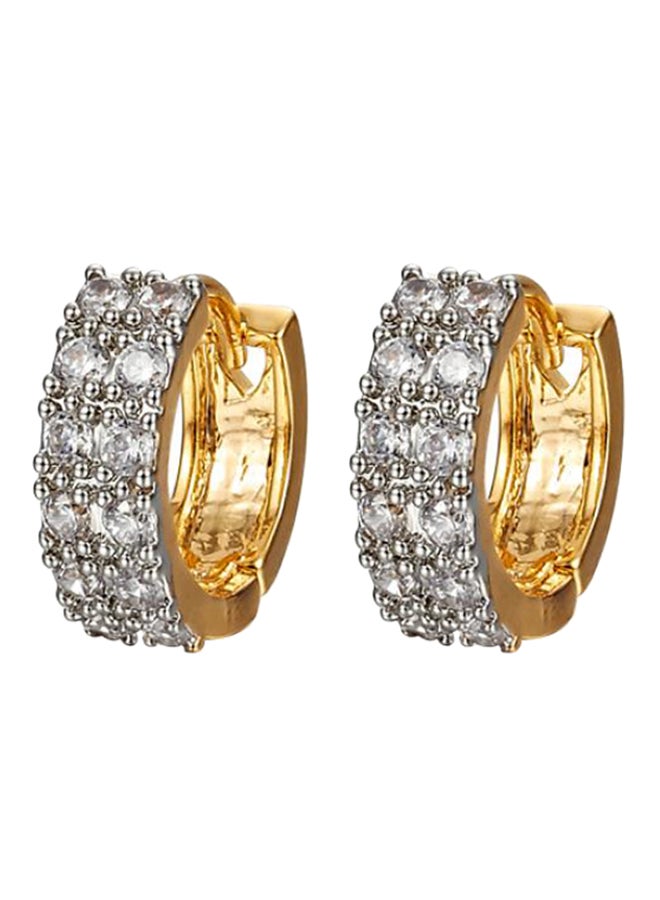 Bluelans - 9K Gold Plated Rhinestone Studded Hoop Earrings - Image 1