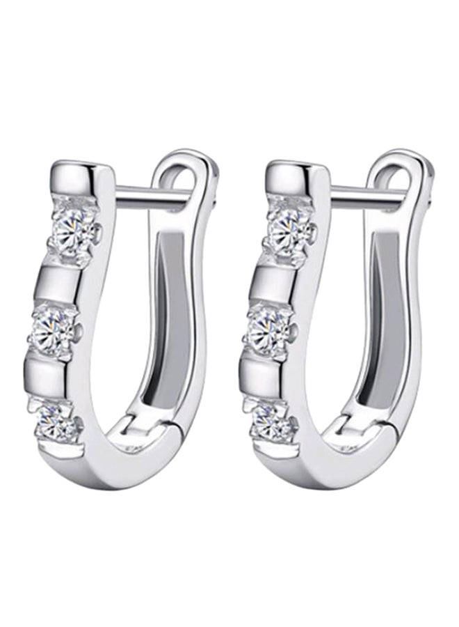 Bluelans - Silver Plated Gemstone Studded Harp Earrings - Image 1