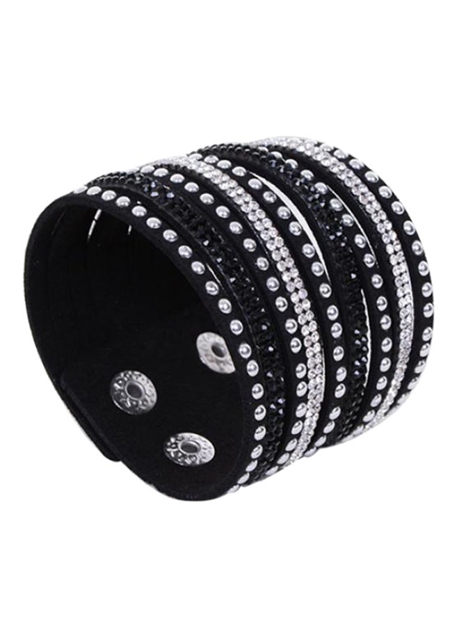 بلولانز سوار مميز متعدد الطبقات من الجلد ومرصع بحجر الراين