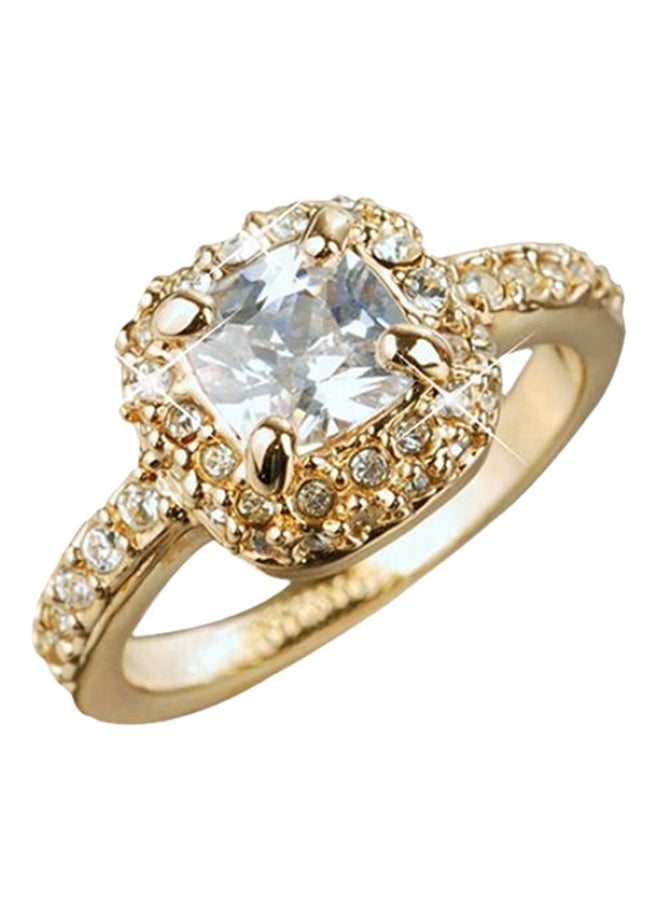 Bluelans Rhinestone Studded Alloy Luxury Square Ring 