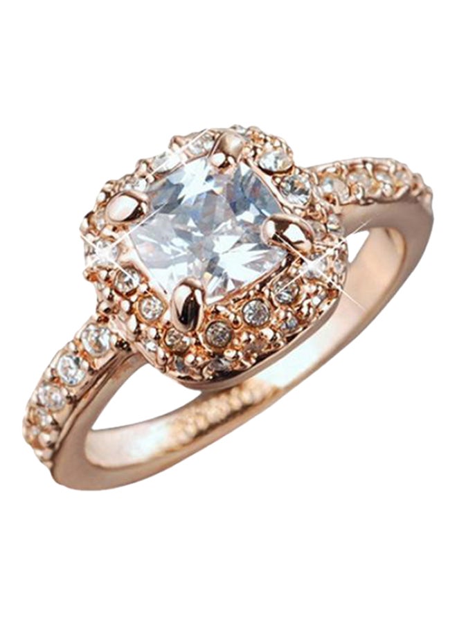 Bluelans Rhinestone Studded Alloy Luxury Square Ring 