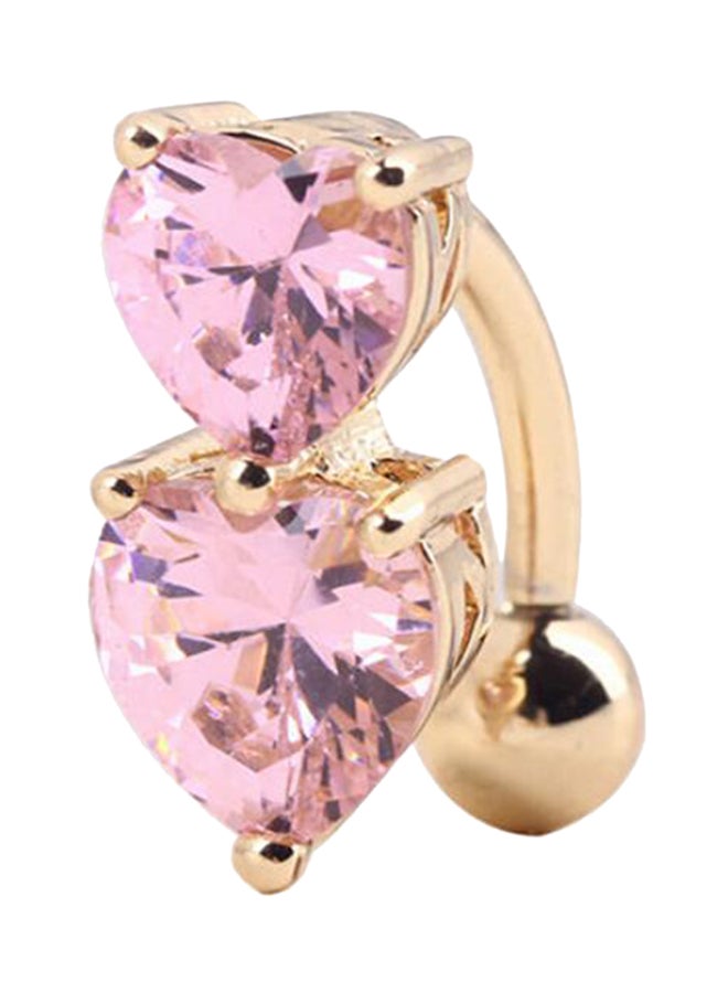 Bluelans - Zircon Studded Two Hearts Belly Ring - Image 1