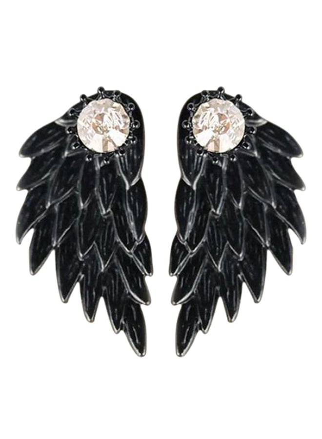 Bluelans - Alloy Rhinestone Studded Wings Stud Earrings - Image 1