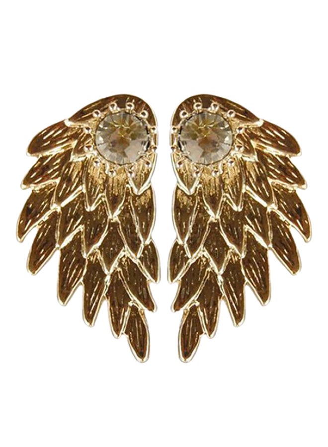 بلولانز أقراط كبس على شكل أجنحة مرصعة بأحجار الراين ومصنوعة من خليط معدني