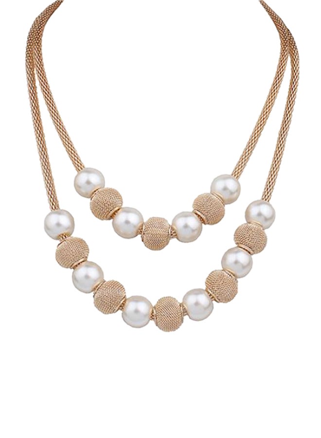 بلولانز قلادة من طبقتين مرصعة باللؤلؤ الصناعي - Image 1