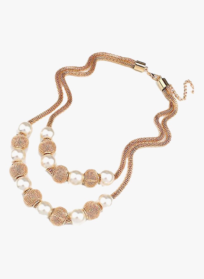 بلولانز قلادة من طبقتين مرصعة باللؤلؤ الصناعي - Image 2