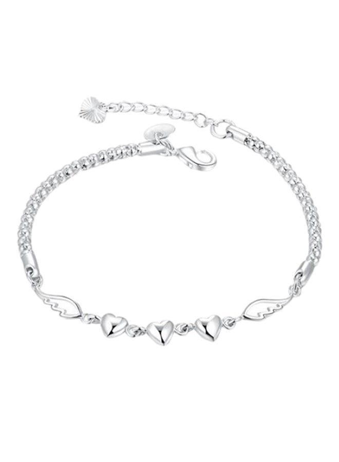Bluelans 925 Sterling Silver Love Heart Wings Charm Bracelet 