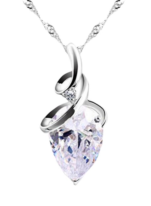 Zircon Studded Twist Waterdrop Pendent Necklace