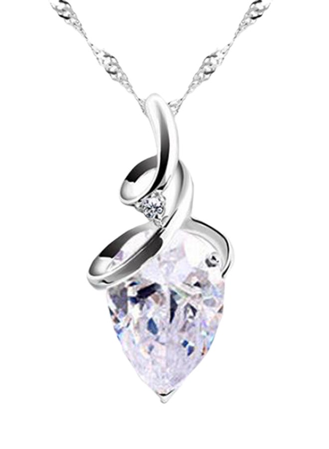 Bluelans - Zircon Studded Twist Waterdrop Pendent Necklace - Image 1