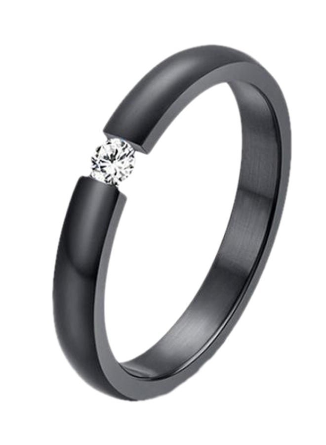 Bluelans Titanium Steel Rhinestone Inlaid Wedding Ring 