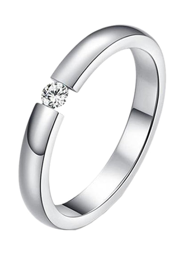 Bluelans Titanium Steel Rhinestone Inlaid Wedding Ring 