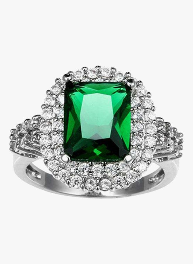 Bluelans - Silver Plated Zircon Studded Wedding Ring - Image 1