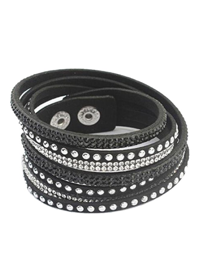 بلولانز سوار مميز متعدد الطبقات من الجلد ومرصع بحجر الراين