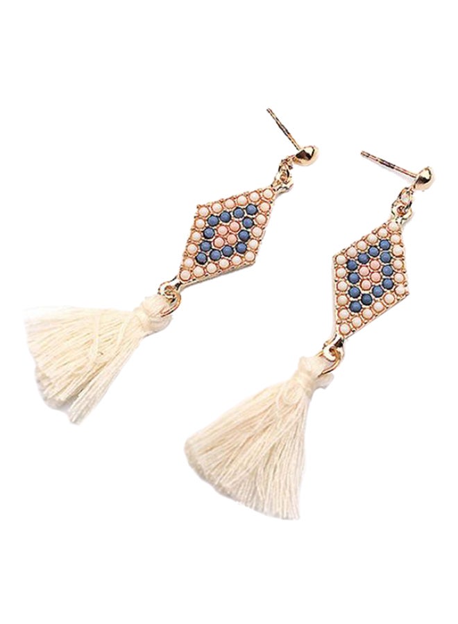 بلولانز أقراط معينة الشكل مزينة بأشكال شرابة