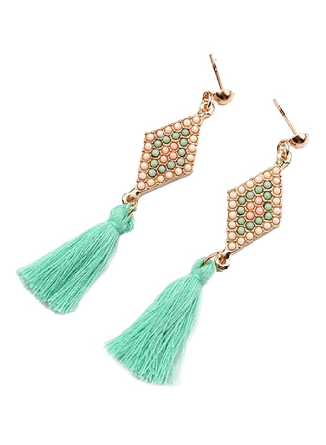 بلولانز أقراط معينة الشكل مزينة بأشكال شرابة