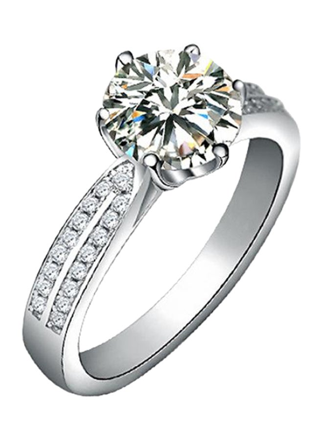 Bluelans - Silver Plated Zircon Studded Cocktail Ring - Image 1