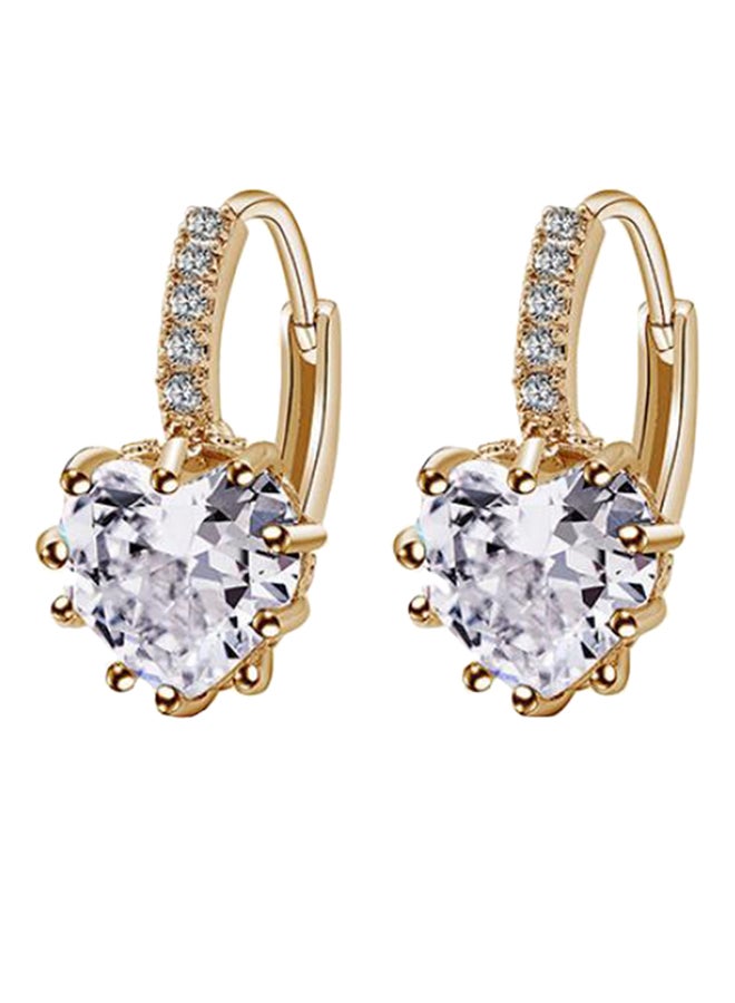 Bluelans - Heart Shape Rhinestone Hoop Earrings - Image 1