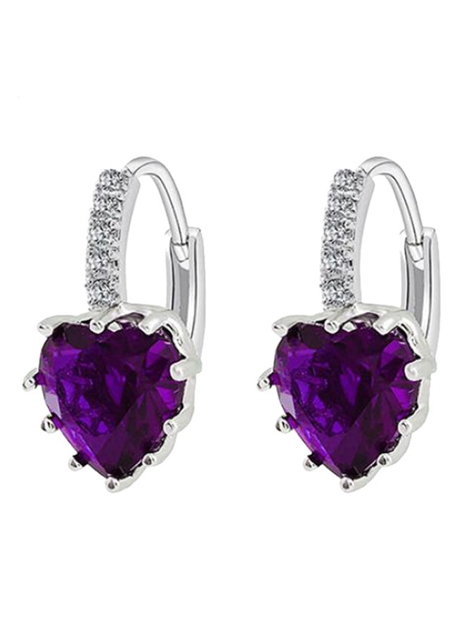 Bluelans - Heart Shape Rhinestone Hoop Earrings - Image 1