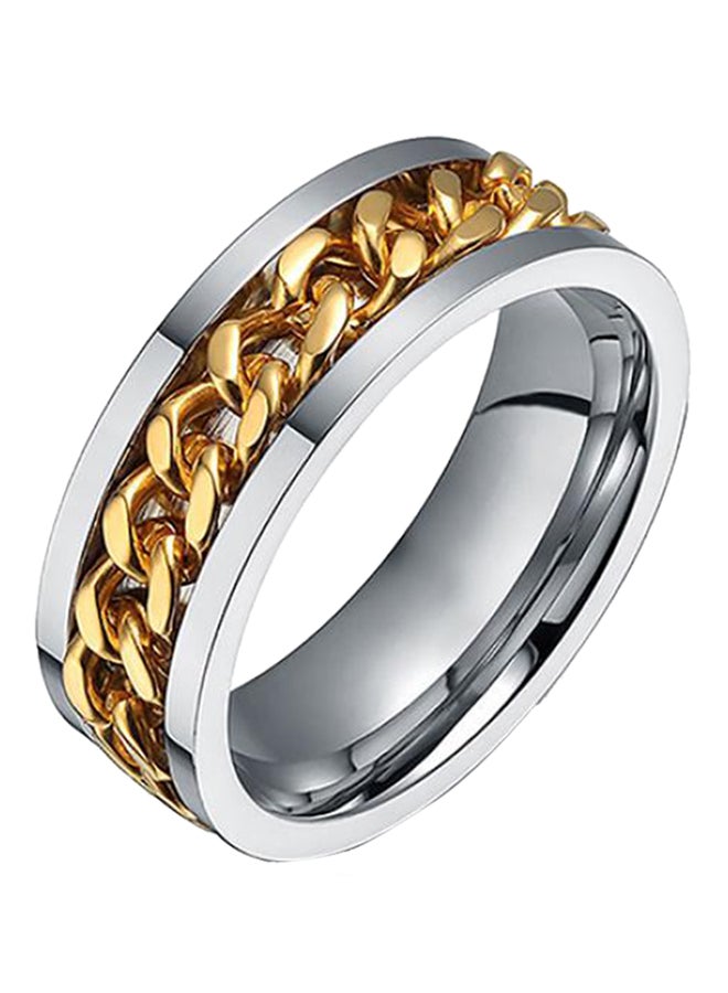 Stainless Steel Inlaid Band Ring