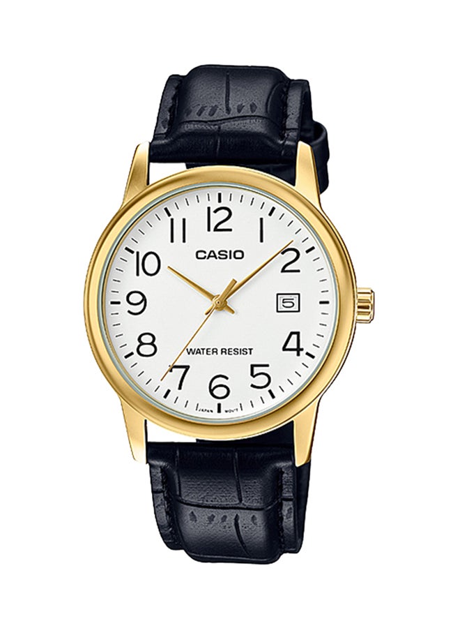 كاسيو ساعة يد بعقارب وسوار من الجلد طراز MTP-V002GL-7B2 - قياس 42 مم - لون أسود للرجال - Image 1