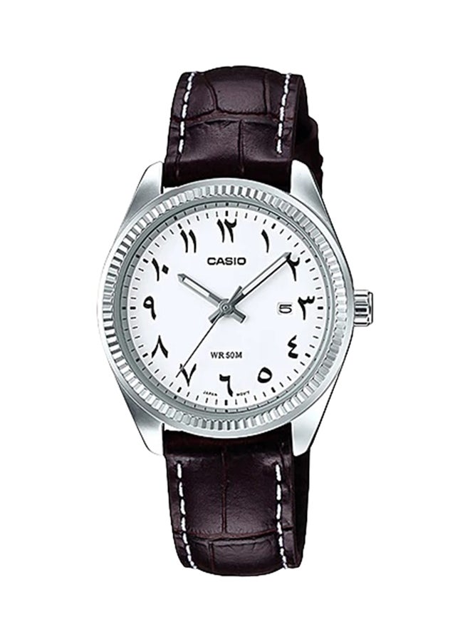 كاسيو ساعة يد بعقارب وسوار من الجلد طراز LTP-1302L-7B3 - مقاس 39 مم - لون بني داكن للنساء - Image 1