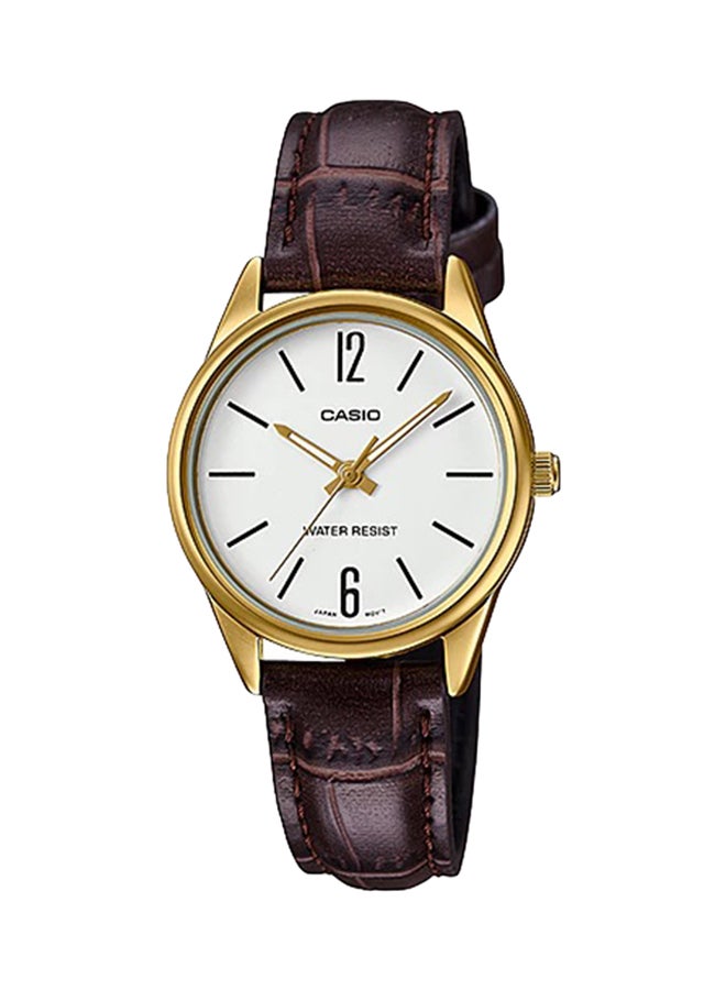 كاسيو ساعة يد بعقارب وسوار من الجلد طراز LTP-V005GL-7B - مقاس 28 مم - لون بني للنساء - Image 1