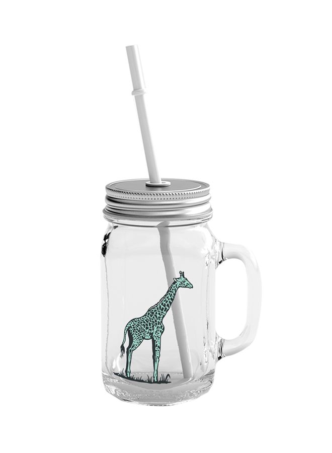LOUD UNIVERSE Mason Jar With Lid And Straw Clear/Silver 400ml 