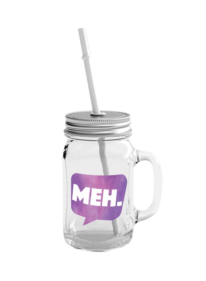 LOUD UNIVERSE Mason Jar With Lid And Straw Clear/Silver 400ml 
