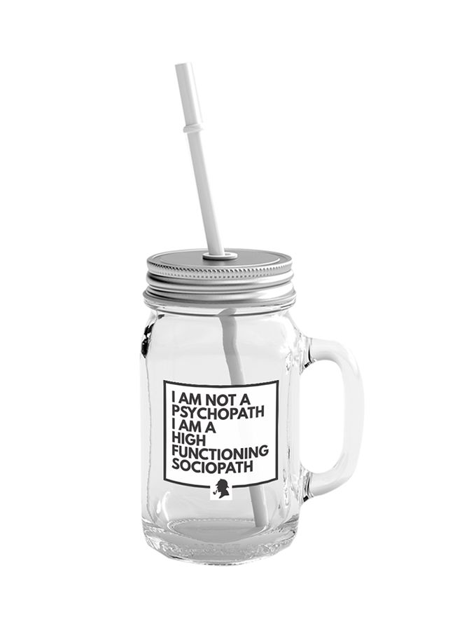 LOUD UNIVERSE Mason Jar With Lid And Straw Clear/Silver 400ml 