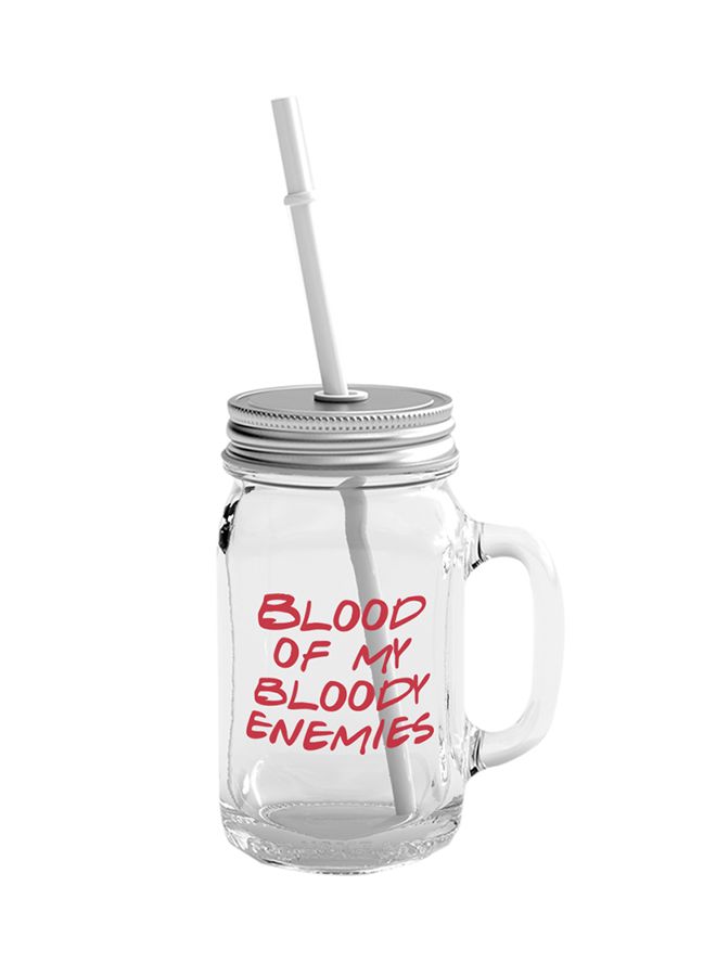 LOUD UNIVERSE Mason Jar With Lid And Straw Clear/Silver 400ml 