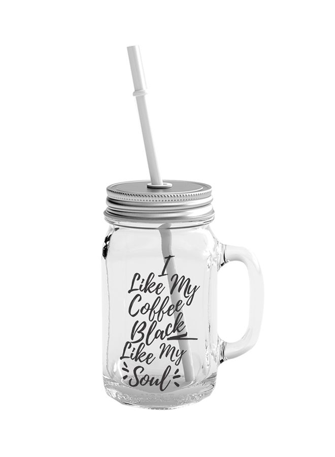 LOUD UNIVERSE Mason Jar With Lid And Straw Clear/Silver 400ml 