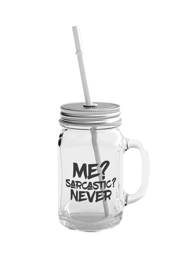 LOUD UNIVERSE Mason Jar With Lid And Straw Clear/Silver 400ml 