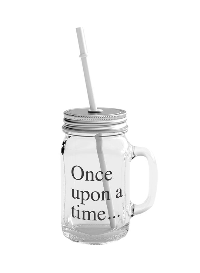 LOUD UNIVERSE Mason Jar With Lid And Straw Clear/Silver 400ml 