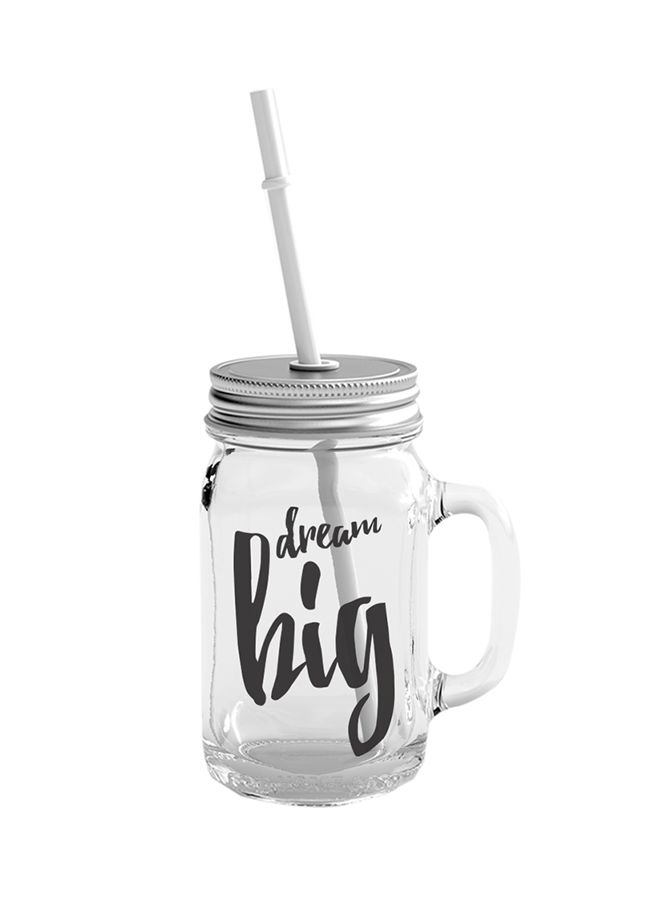 LOUD UNIVERSE Mason Jar With Lid And Straw Clear/Silver 400ml 