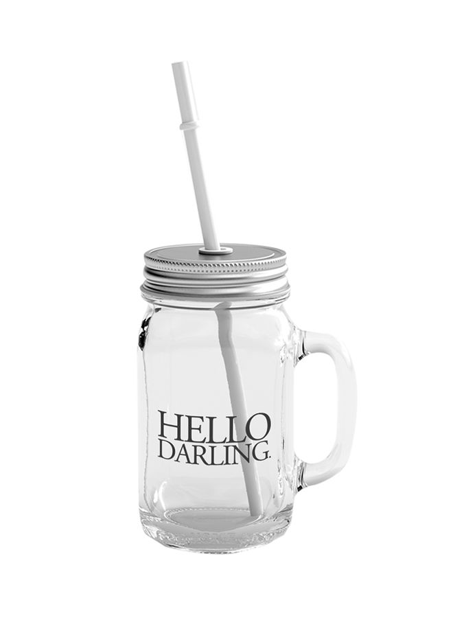 LOUD UNIVERSE Mason Jar With Lid And Straw Clear/Silver 400ml 