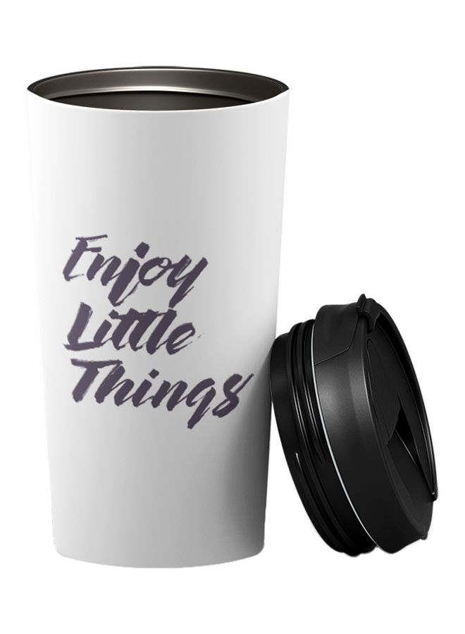 LOUD UNIVERSE Travel Tumbler With Sip Lid White/Black 9 x 17cm 