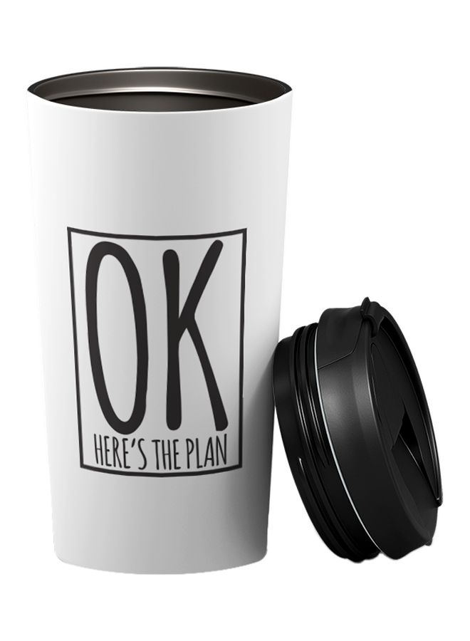 LOUD UNIVERSE Travel Tumbler With Sip Lid White/Black 9 x 17cm