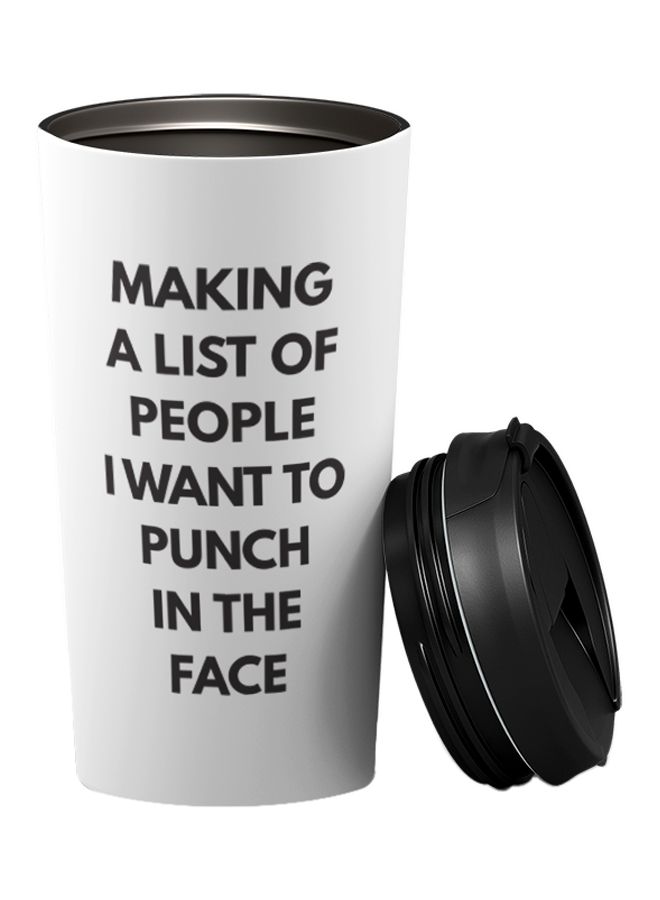 LOUD UNIVERSE Travel Tumbler With Sip Lid White/Black 9 x 17cm 