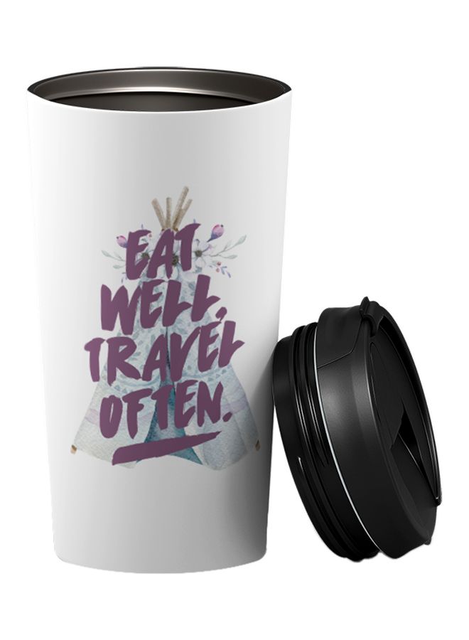 لاود يونيفيرس كأس للتنقل مع غطاء للشرب أبيض/ أسود 9 x 17سم