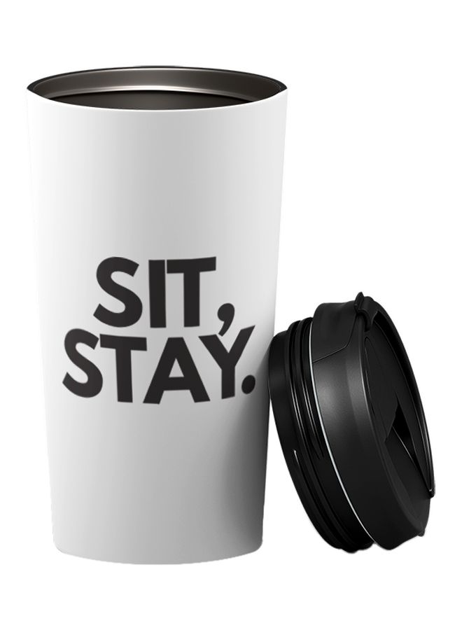 LOUD UNIVERSE Travel Tumbler With Sip Lid White/Black 9 x 17cm 