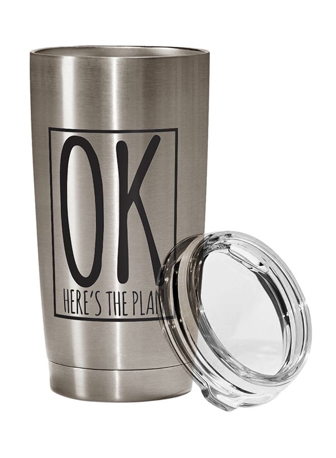 LOUD UNIVERSE Stainless Steel Travel Tumbler With Acrylic Lid Silver/Clear 9 x 17cm 