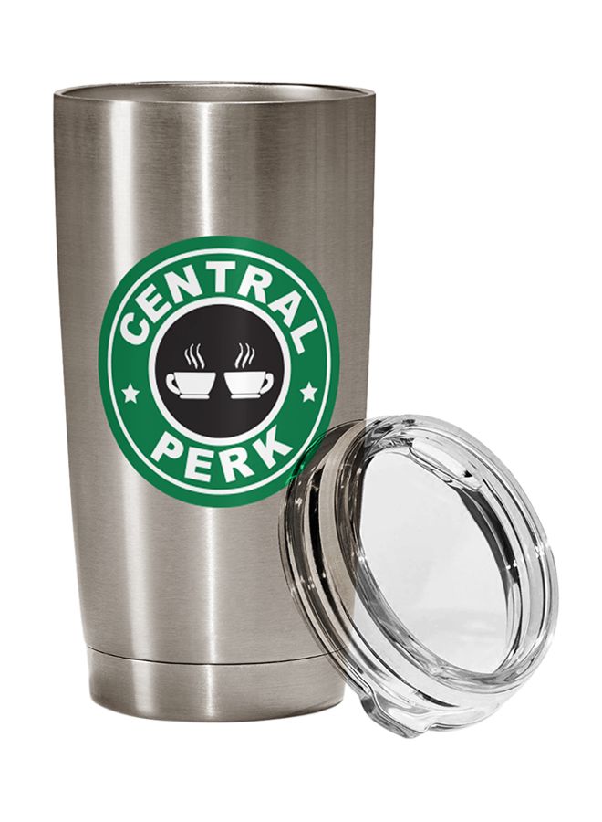 LOUD UNIVERSE Stainless Steel Travel Tumbler With Acrylic Lid Silver/Clear 9 x 17cm 
