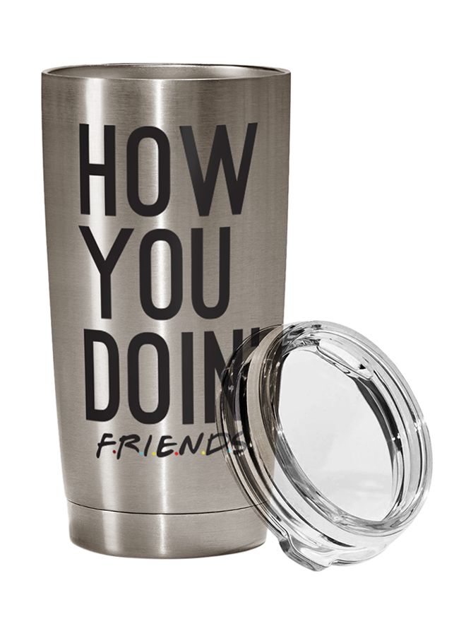 LOUD UNIVERSE Stainless Steel Tumbler With Lid Silver/Clear 9 x 17cm 