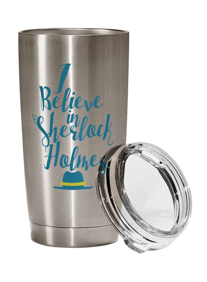 LOUD UNIVERSE Stainless Steel Travel Tumbler With Acrylic Lid Silver/Clear 9 x 17cm 