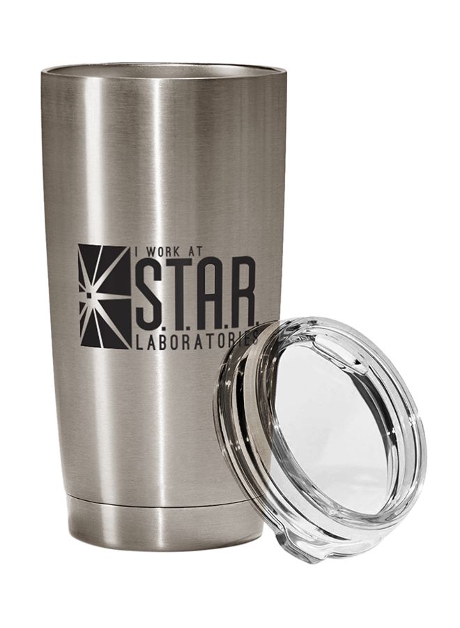LOUD UNIVERSE Stainless Steel Travel Tumbler With Acrylic Lid Silver/Clear 9 x 17cm 