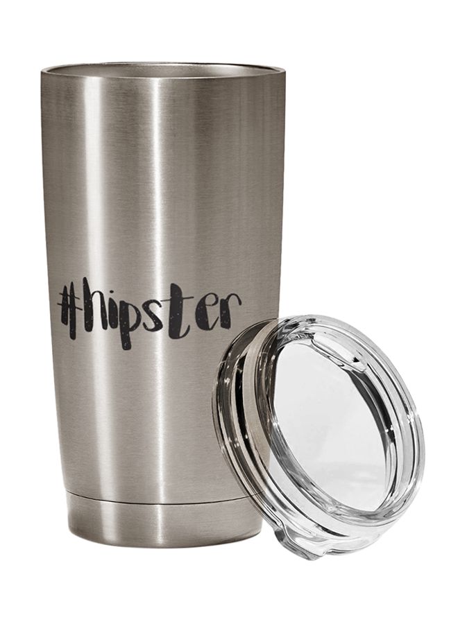 LOUD UNIVERSE Stainless Steel Travel Tumbler With Acrylic Lid Silver/Clear 9 x 17cm 