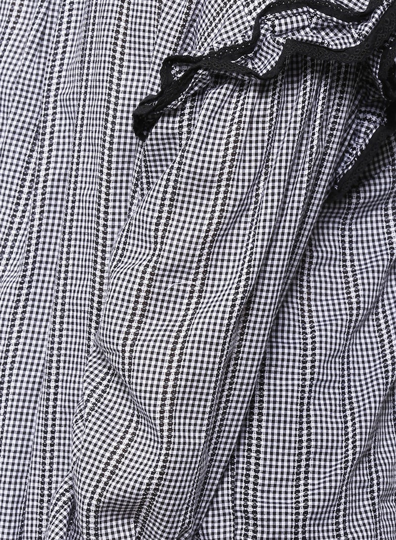 LOST INK PLUS Long Sleeve Checked Shirt Black - Image 4