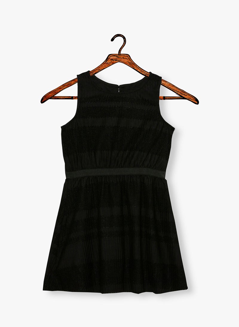 NAME IT - Plisse Spencer A-Line Dress Black - Image 1